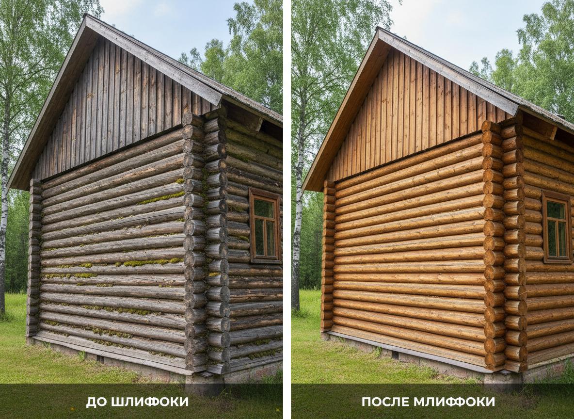Шлифовка деревянного дома — до